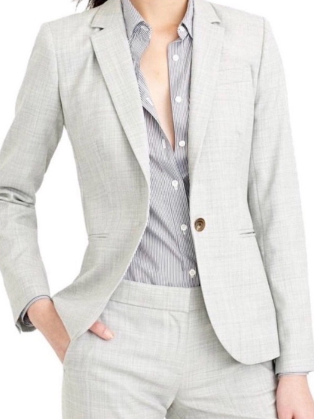 J.Crew 1035 Womenโs Campbell Super 120s Wool Blazer Light Grey 4